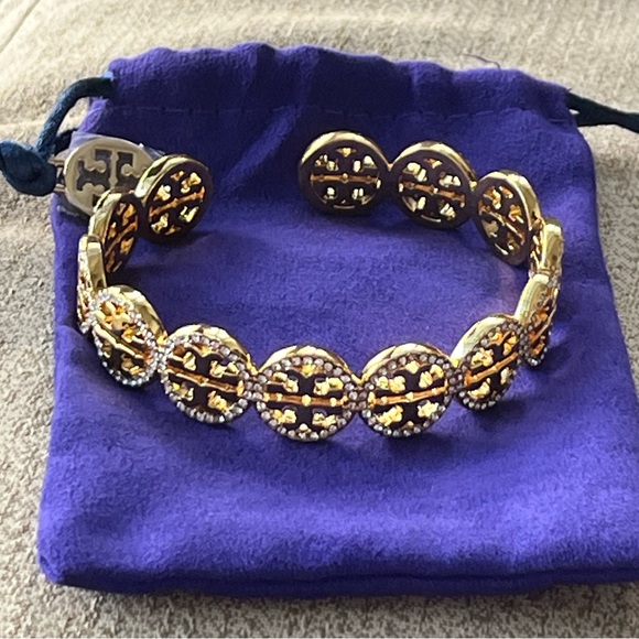 NWT Tory Burch Logo Cuff Bracelet with Tory Burch Dust Bag. - Picture 8 of 12